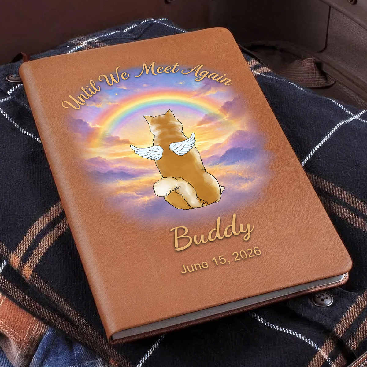 Until We Meet Again - Personalized Leather Journal, Gift For Loss Of Pet, Memorail Pet Gift