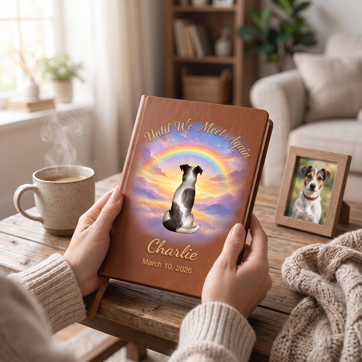 Until We Meet Again - Personalized Leather Journal, Gift For Loss Of Pet, Memorail Pet Gift