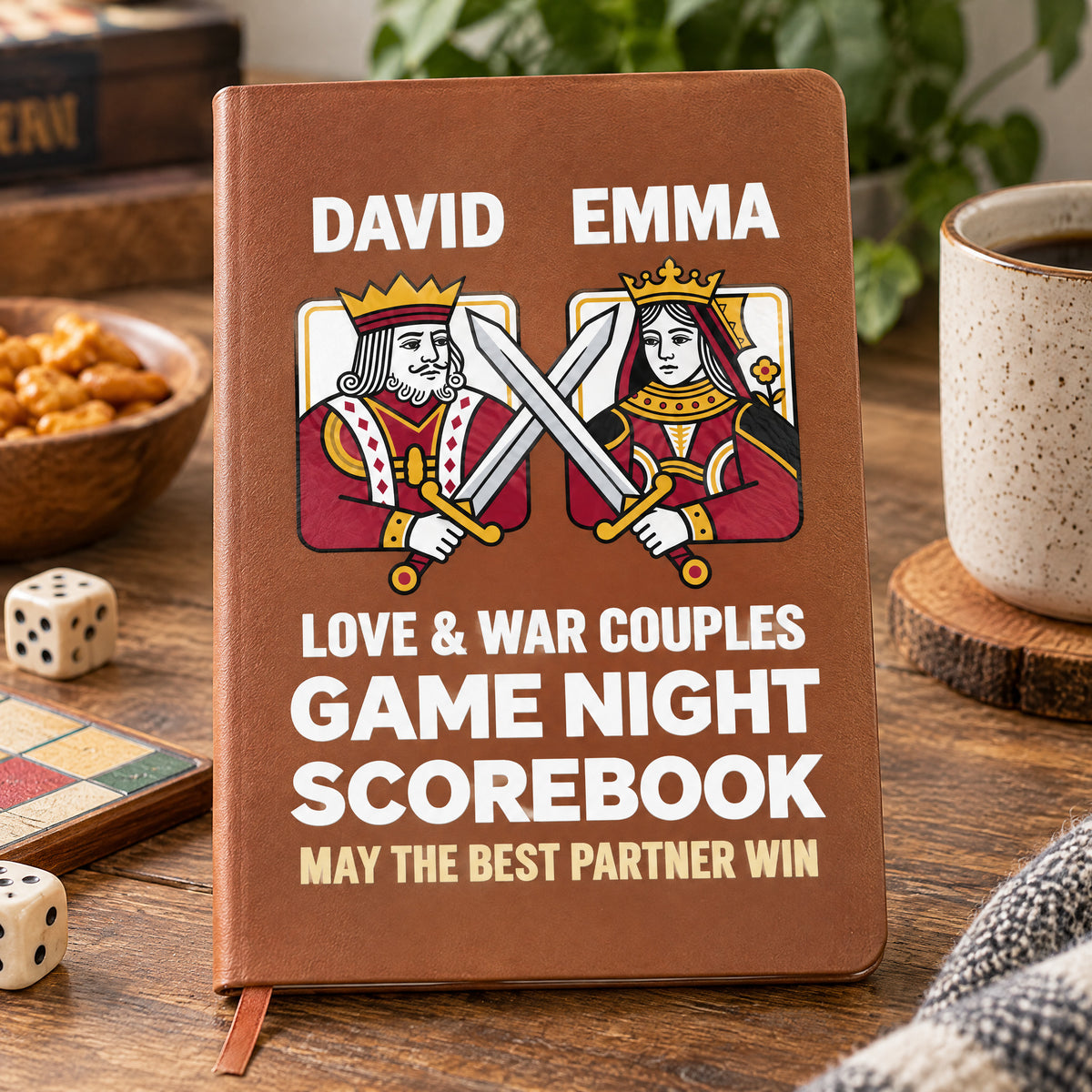 Couples Game Night - Personalized Leather Journal, Custom Family Game Night Score Book, Fun Gaming Gift