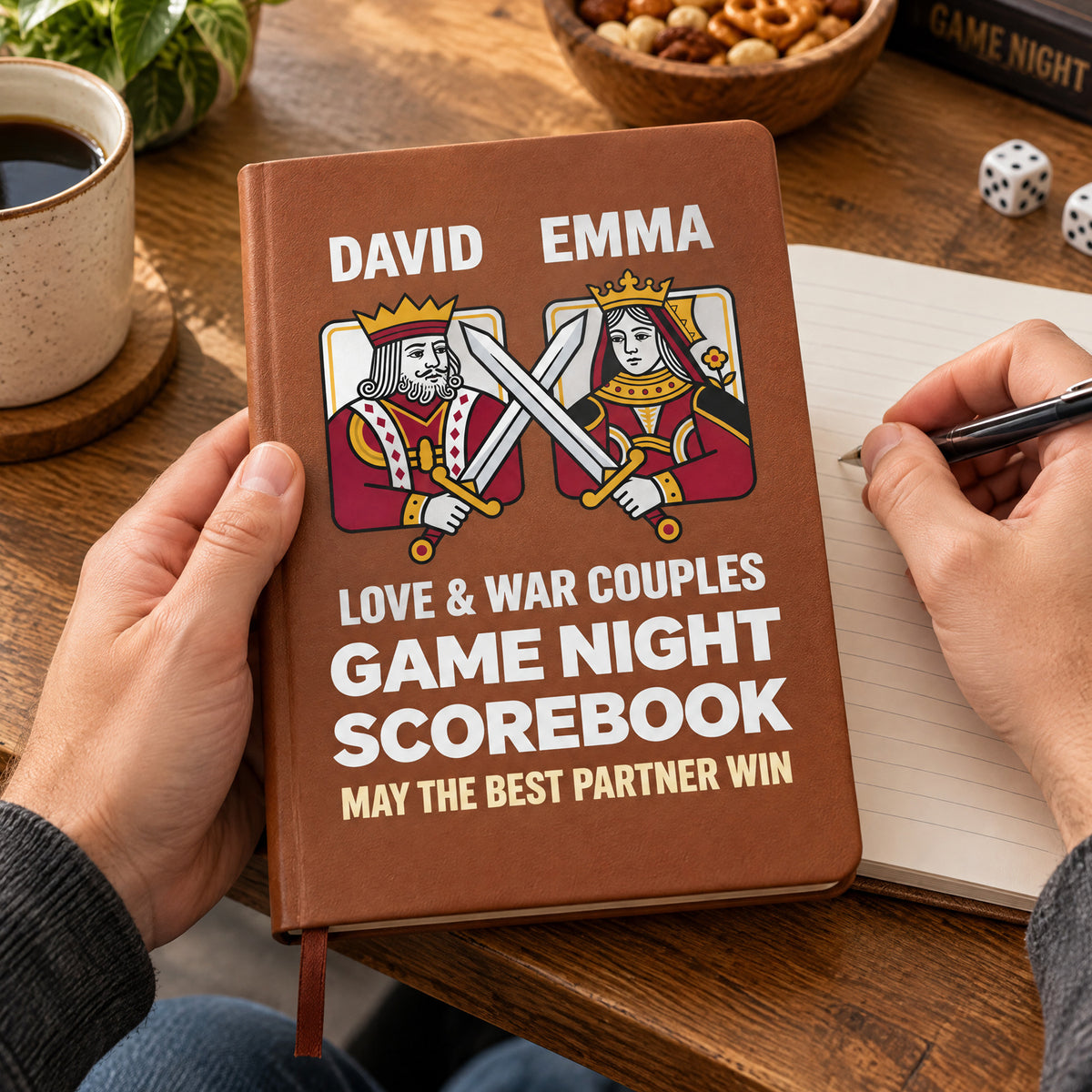 Couples Game Night - Personalized Leather Journal, Custom Family Game Night Score Book, Fun Gaming Gift