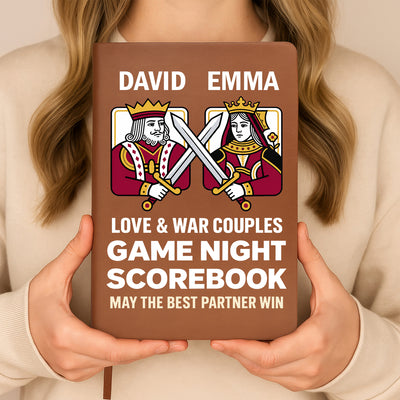 Couples Game Night - Personalized Leather Journal, Custom Family Game Night Score Book, Fun Gaming Gift