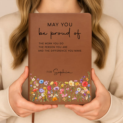 Keep Shining - Personalized Leather Journal, Custom Name Coworker Notebook, Gift for Coworker