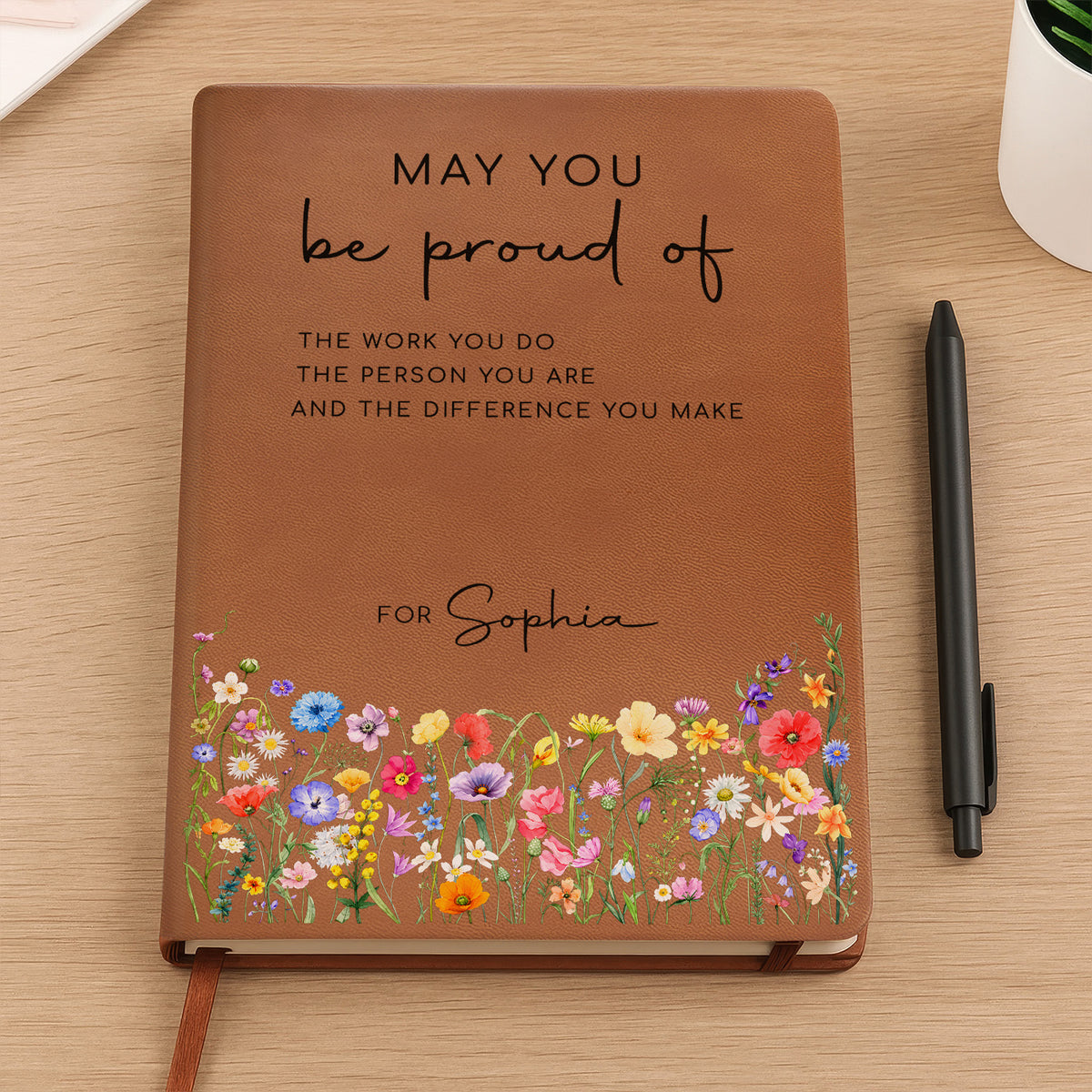 Keep Shining - Personalized Leather Journal, Custom Name Coworker Notebook, Gift for Coworker
