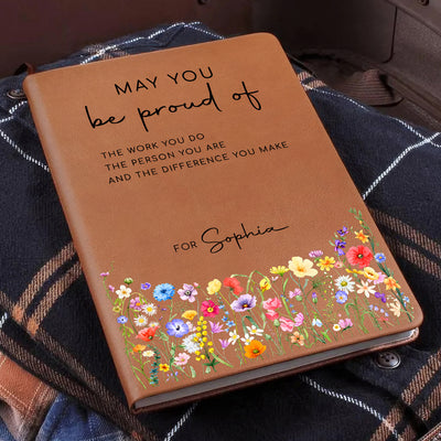 Keep Shining - Personalized Leather Journal, Custom Name Coworker Notebook, Gift for Coworker