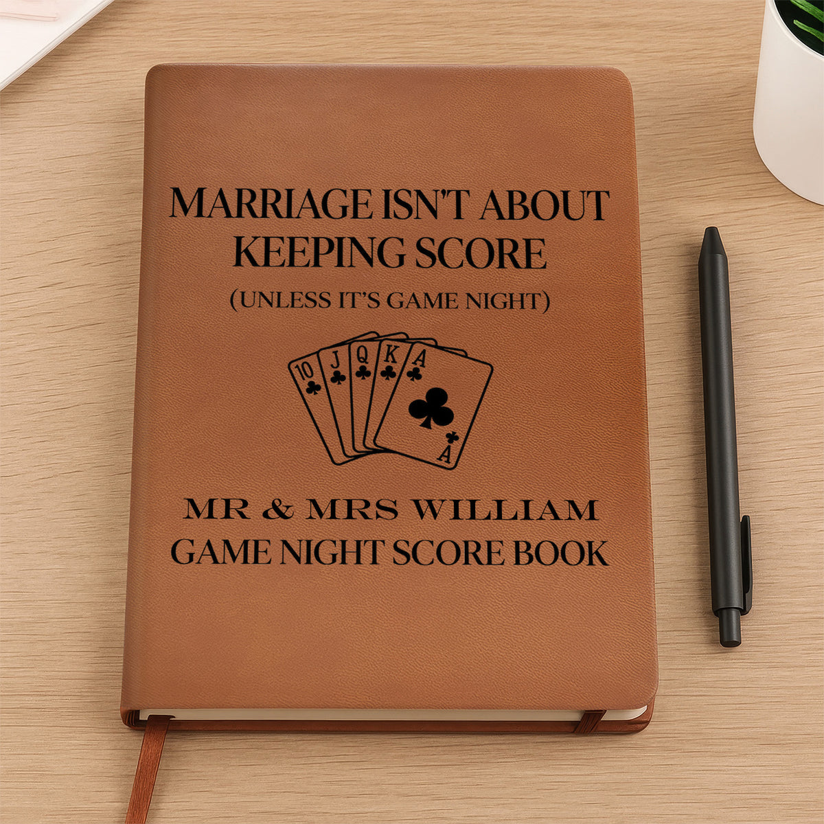 Custom Family Game Night Gifts - Personalised Leather Journal, Score Book for Couples Board,  Wedding Gift For New Mr &amp; Mrs