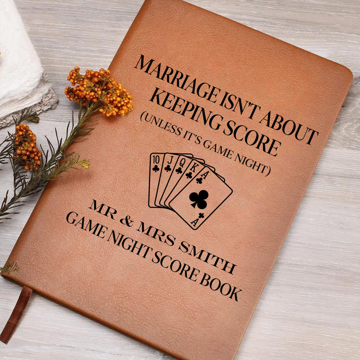 Custom Family Game Night Gifts - Personalised Leather Journal, Score Book for Couples Board,  Wedding Gift For New Mr &amp; Mrs