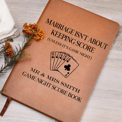 Custom Family Game Night Gifts - Personalised Leather Journal, Score Book for Couples Board,  Wedding Gift For New Mr & Mrs