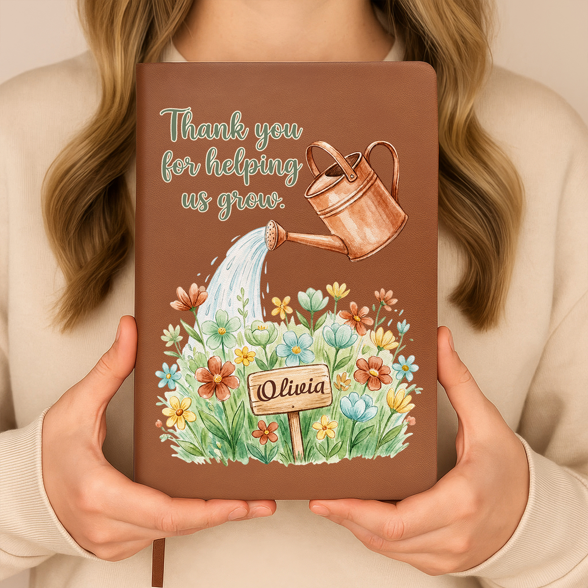 Growing Minds - Personalized Leather Journal, Teacher Appreciation Gift