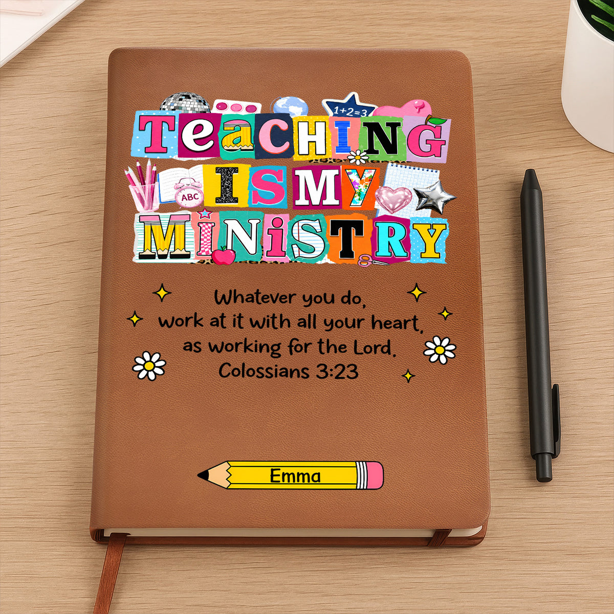 Teaching Is My Ministry - Personalized Leather Journal, Gift for Teacher