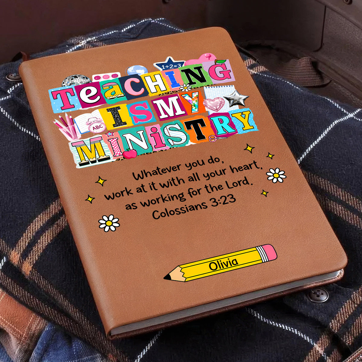 Teaching Is My Ministry - Personalized Leather Journal, Gift for Teacher