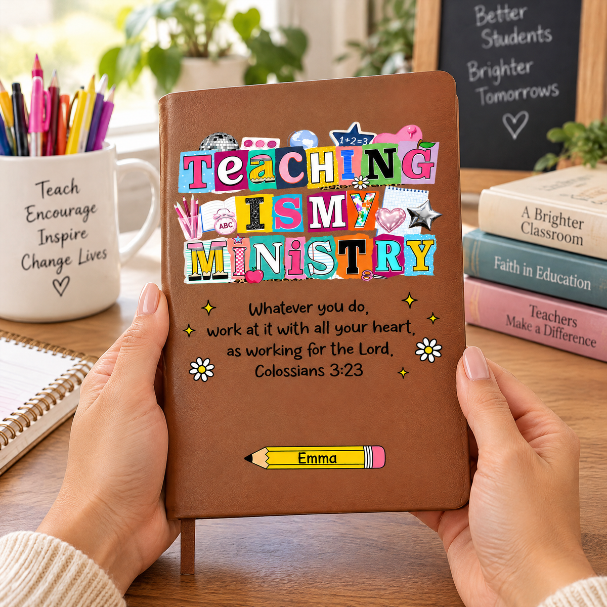 Teaching Is My Ministry - Personalized Leather Journal, Gift for Teacher