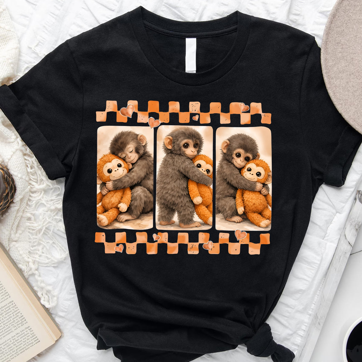 Dear Punch Monkey T-Shirt, Viral Baby Monkey Inspired T-Shirt, Baby Monkey Punch Shirt, Emotional Plush Toy