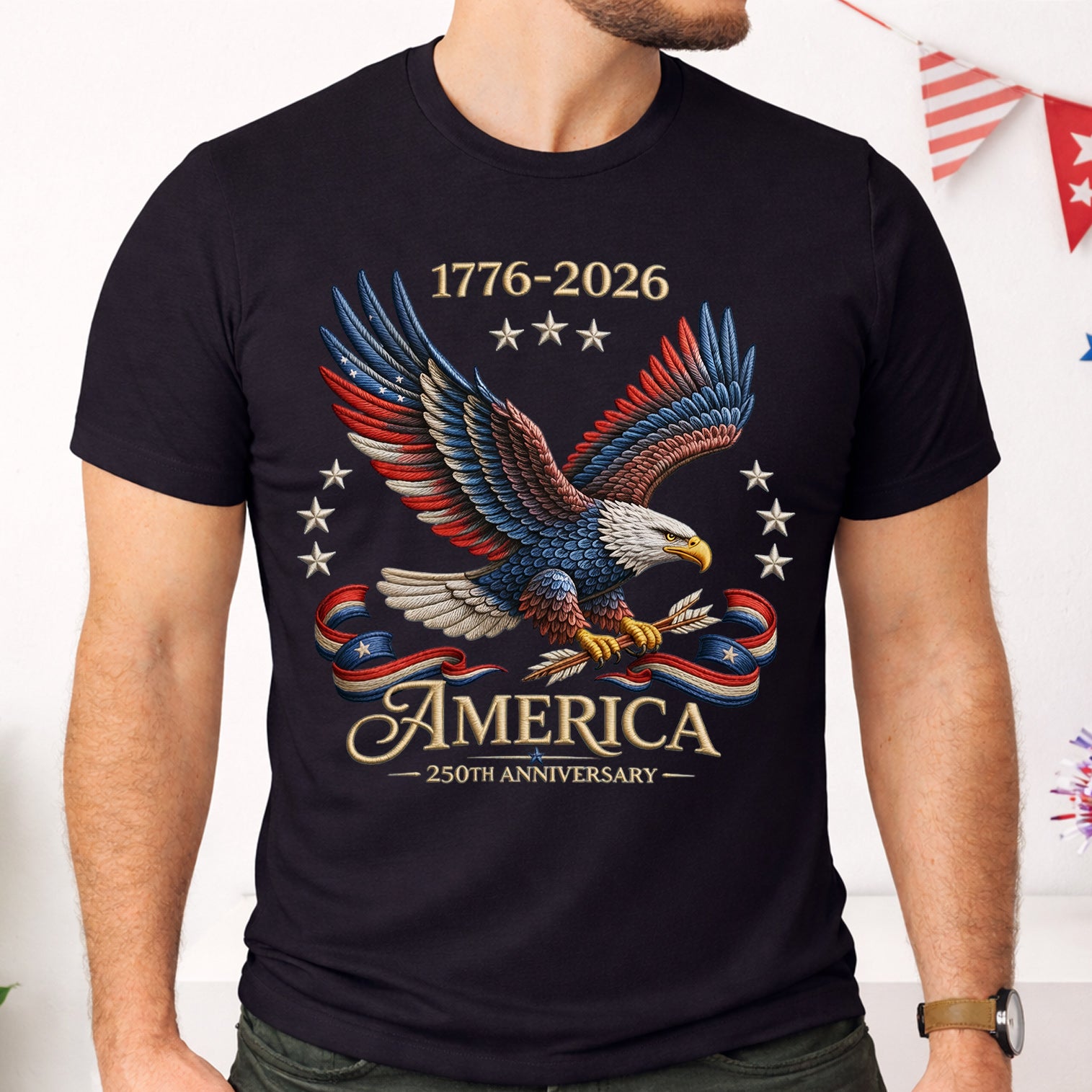 USA 250 Years Strong - Personalized T-shirt, Patriotic Gift, Freedom Eagle Anniversary Graphic, Gift For Independence Day