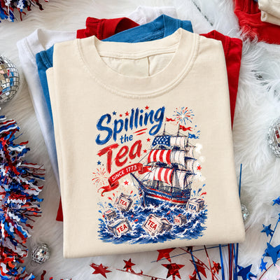 Spilling The Tea Since 1773 Shirt, Boston Tea Party T-Shirt, Patriotic Independence Day Tee, USA 250th Anniversary Shirt, Funny American History Shirt