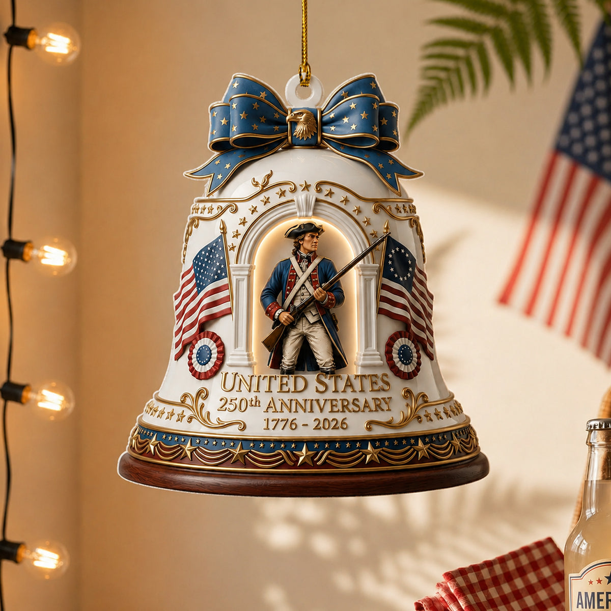 250th Anniversary of America Bell Ornament, 250 Years of Freedom United States Ornament, Patriotic Independence Day Gift