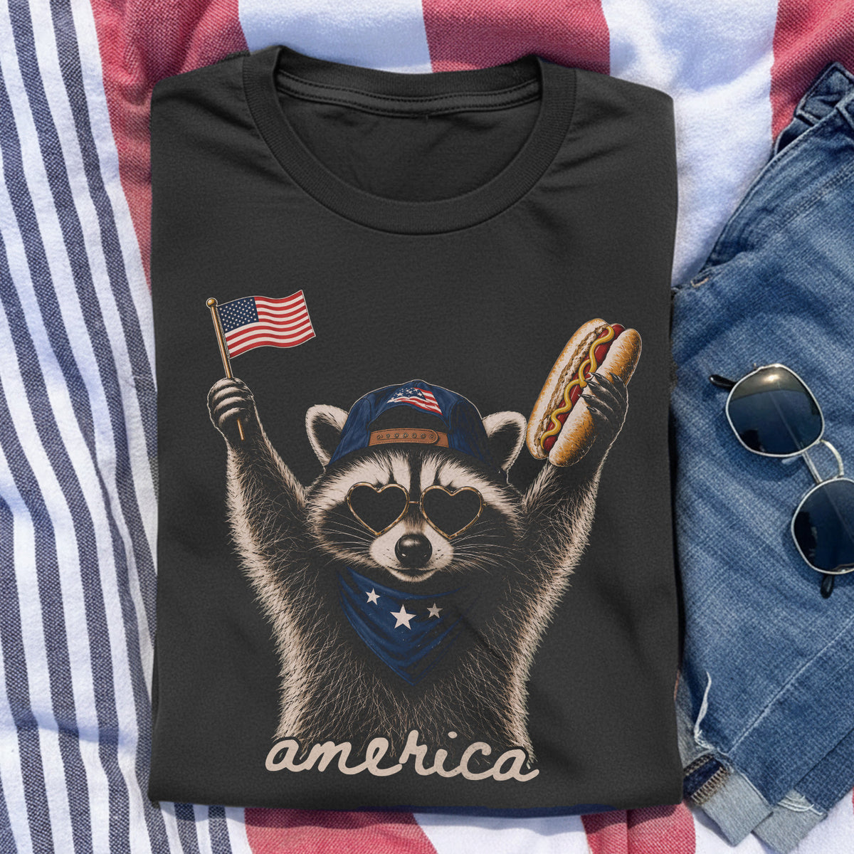 Feral &amp; Free Raccoon Shirt, 4th of July Shirt, USA Independence Day Shirt, Funny Raccoon Tee, Patriotic Shirt, July 4th Gift