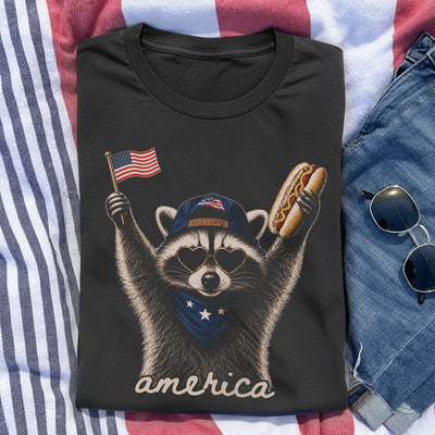 Feral & Free Raccoon Shirt, 4th of July Shirt, USA Independence Day Shirt, Funny Raccoon Tee, Patriotic Shirt, July 4th Gift