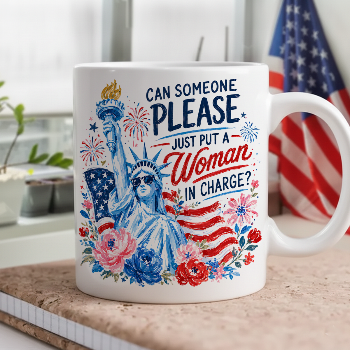 Feminist 4th of July 50th Anniversary Mug, America 250 Liberal Patriotic Cup