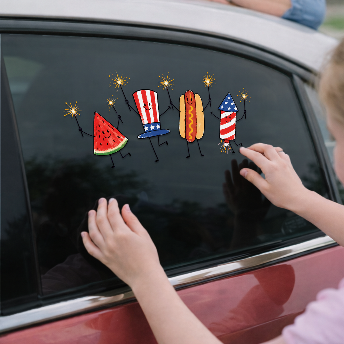 Cute Fourth of July Watermelon Hotdog Firework Decal, Funny Summer 250th Decor