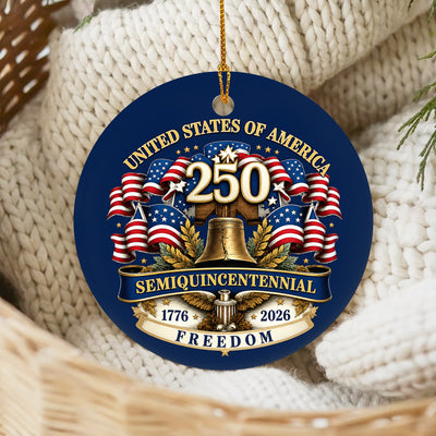 USA 250th Anniversary Ceramic Ornament, 1776-2026 Patriotic Christmas Ceramic Ornament, United States 250 Years Anniversary