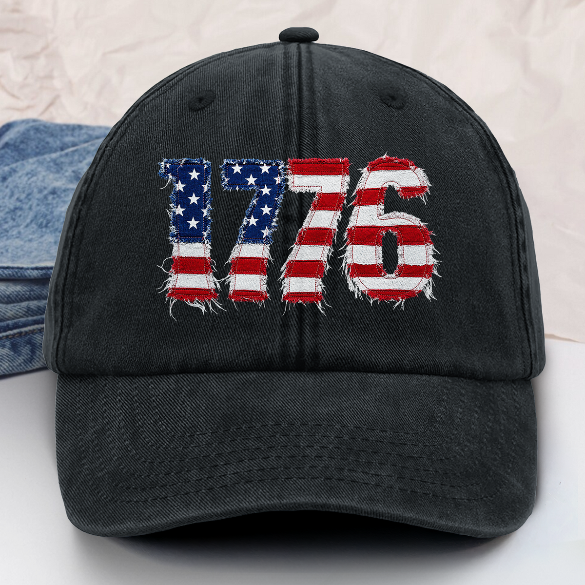 America 250th Anniversary Flag Logo Vintage Washed Denim Cap , Independence Baseball Cap, USA 250 Years Gift (Copy)