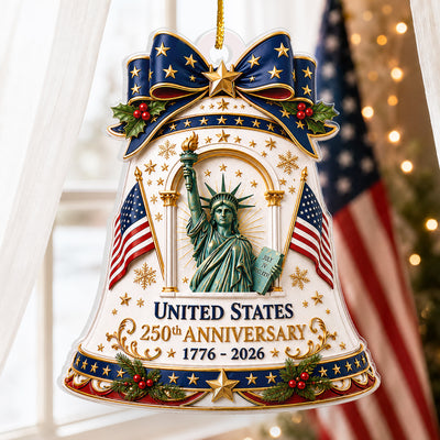Celebrating 250 Years Of Freedom Ornament, USA 250th Anniversary Christmas Ornament, Statue Of Liberty Patriotic Keepsake