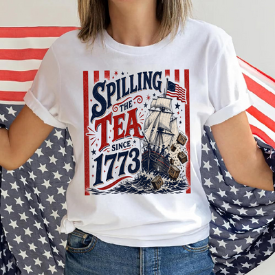 Spilling The Tea Since 1773 Shirt, 4th of July Party TShirt, 250th Anniversary USA Patriotic Shirt, Independence Day Tee