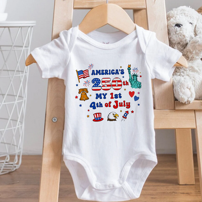 Patriotic Baby Onesie, 4th of July America's 250th Infant Bodysuit, USA Independence Day Baby Outfit, Red White Blue Baby Clothes