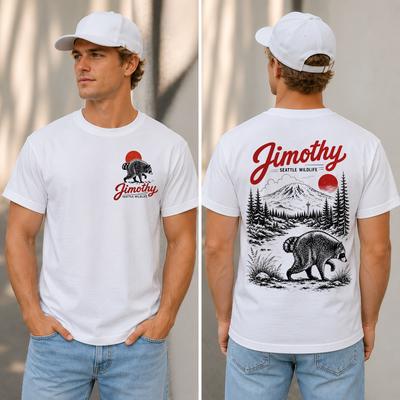 Jimothy’s Seattle Wildlife Adventure - Personalized T-Shirt, Funny Raccoon Shirt, Custom Name Wildlife Tee