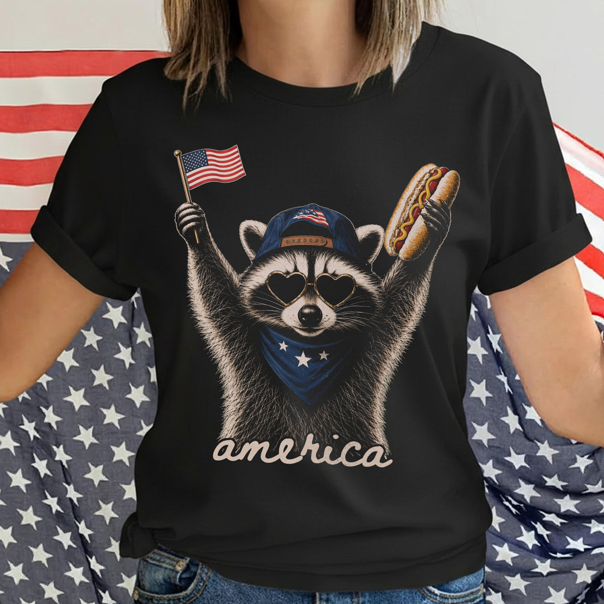 Feral &amp; Free Raccoon Shirt, 4th of July Shirt, USA Independence Day Shirt, Funny Raccoon Tee, Patriotic Shirt, July 4th Gift