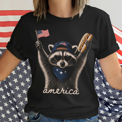 Feral & Free Raccoon Shirt, 4th of July Shirt, USA Independence Day Shirt, Funny Raccoon Tee, Patriotic Shirt, July 4th Gift