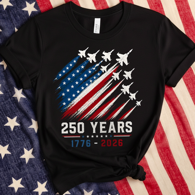 USA 250th Anniversary Shirt 1776-2026, 250 Years Shirt, Patriotic Jet Fighter Shirt, 4th of July Gift Shirt, American Flag Freedom T- Shirt
