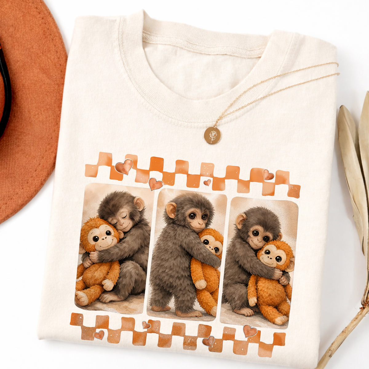 Dear Punch Monkey T-Shirt, Viral Baby Monkey Inspired T-Shirt, Baby Monkey Punch Shirt, Emotional Plush Toy