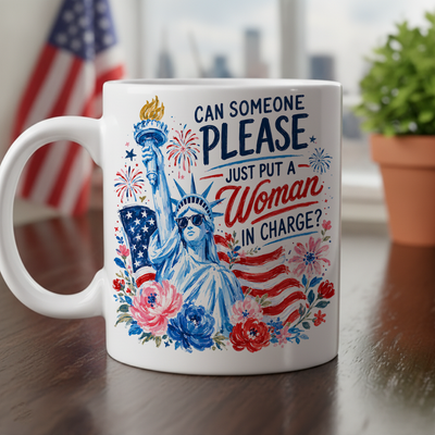 Feminist 4th of July 50th Anniversary Mug, America 250 Liberal Patriotic Cup