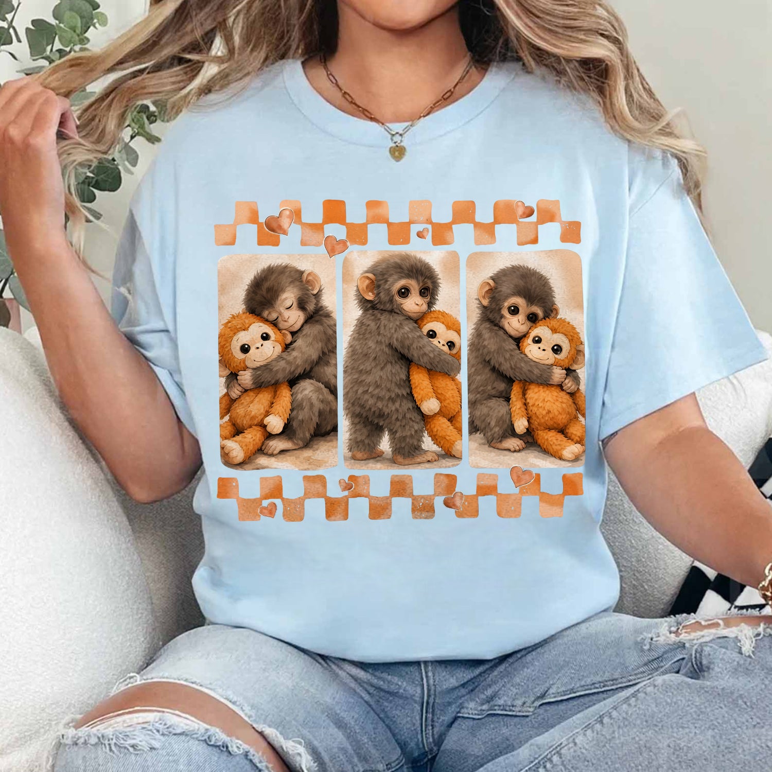 Dear Punch Monkey T-Shirt, Viral Baby Monkey Inspired T-Shirt, Baby Monkey Punch Shirt, Emotional Plush Toy