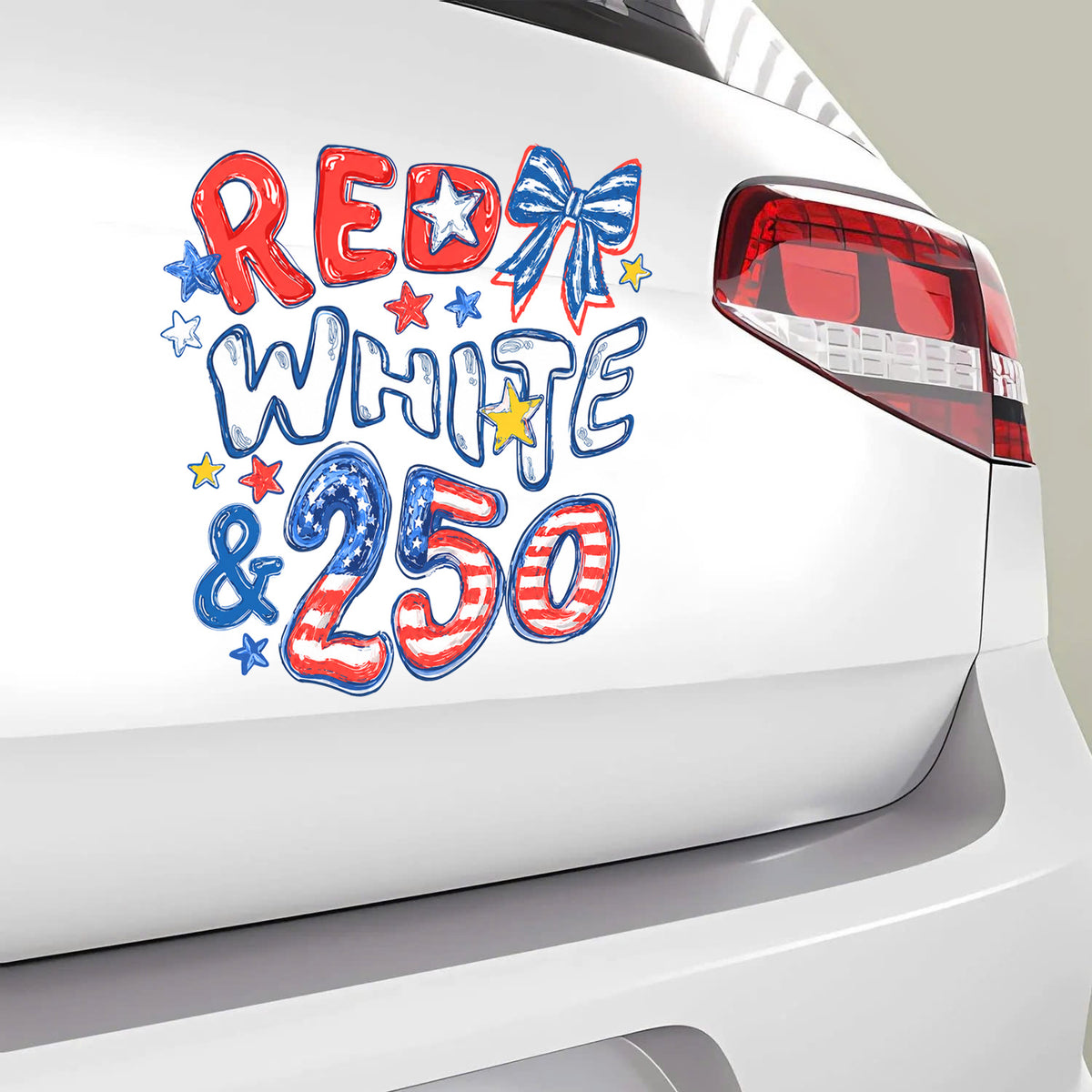 Red White &amp; 250 Decal, 4th of July Decor, 250th Anniversary Decal, USA America Gift