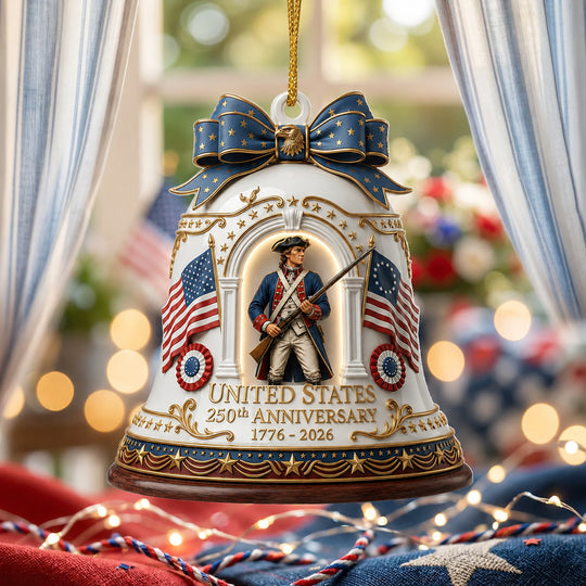 250th Anniversary of America Bell Ornament, 250 Years of Freedom United States Ornament, Patriotic Independence Day Gift