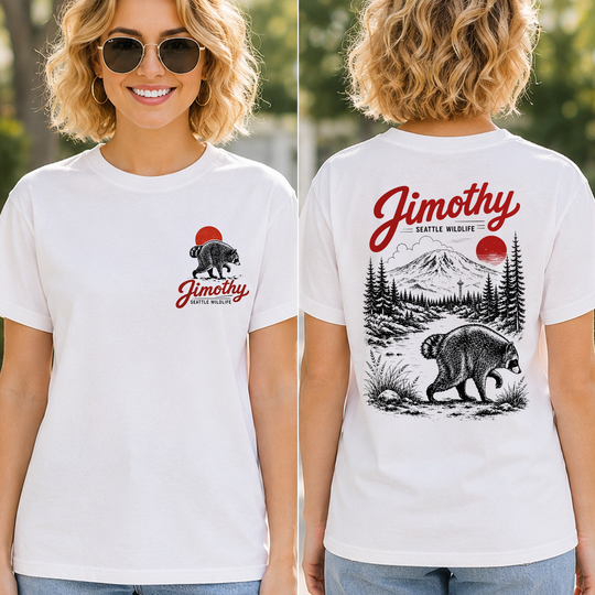 Jimothy’s Seattle Wildlife Adventure - Personalized T-Shirt, Funny Raccoon Shirt, Custom Name Wildlife Tee