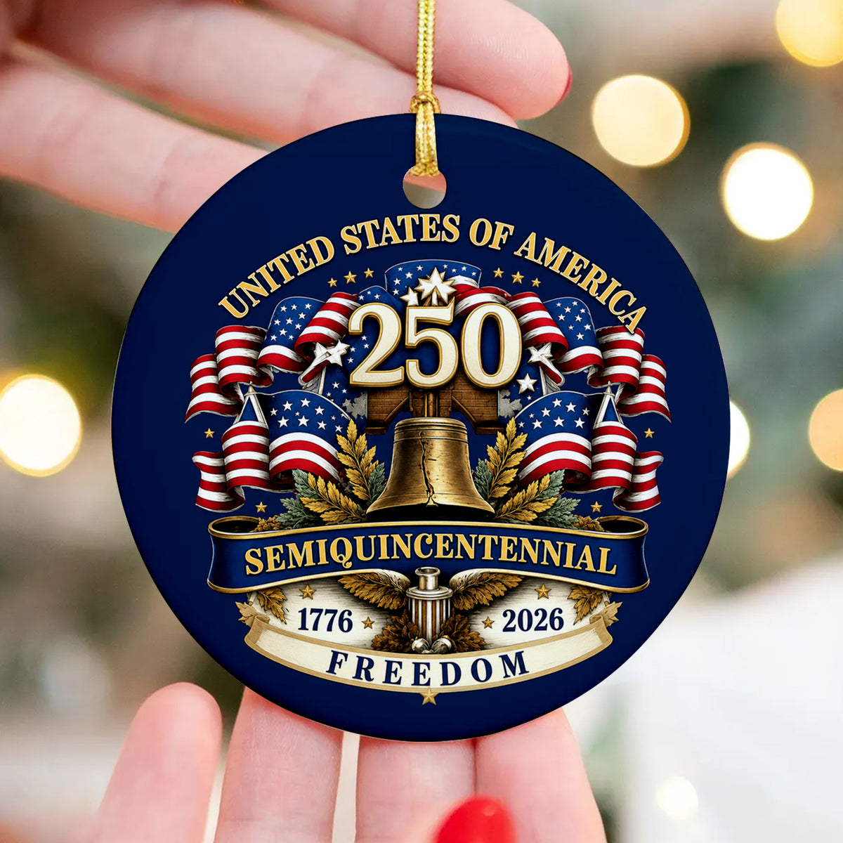 USA 250th Anniversary Ceramic Ornament, 1776-2026 Patriotic Christmas Ceramic Ornament, United States 250 Years Anniversary