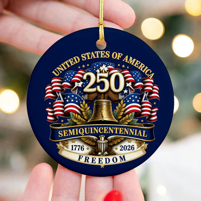 USA 250th Anniversary Ceramic Ornament, 1776-2026 Patriotic Christmas Ceramic Ornament, United States 250 Years Anniversary