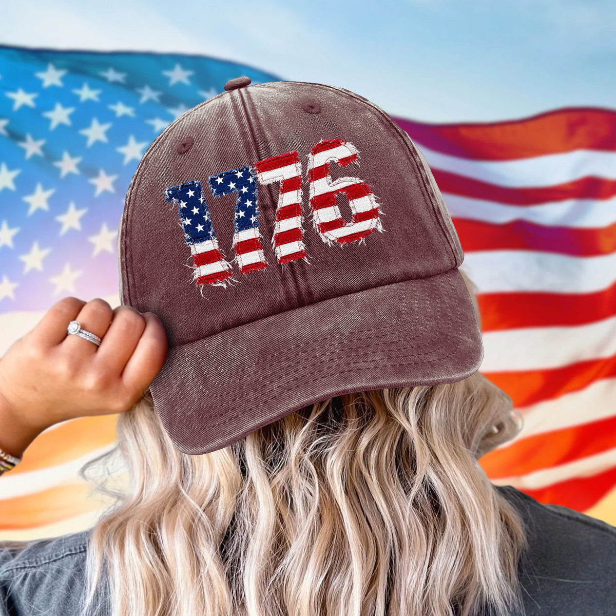 America 250th Anniversary Flag Logo Vintage Washed Denim Cap , Independence Baseball Cap, USA 250 Years Gift (Copy)