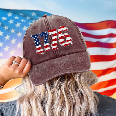 America 250th Anniversary Flag Logo Vintage Washed Denim Cap , Independence Baseball Cap, USA 250 Years Gift (Copy)
