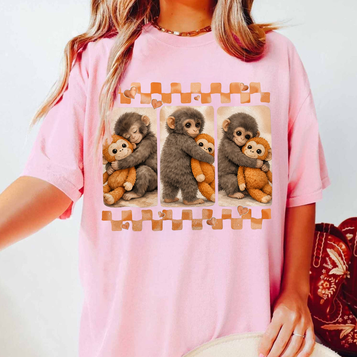 Dear Punch Monkey T-Shirt, Viral Baby Monkey Inspired T-Shirt, Baby Monkey Punch Shirt, Emotional Plush Toy