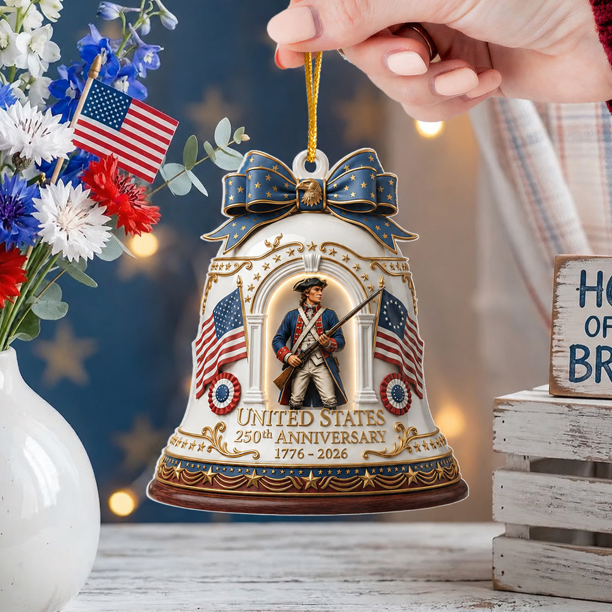 250th Anniversary of America Bell Ornament, 250 Years of Freedom United States Ornament, Patriotic Independence Day Gift