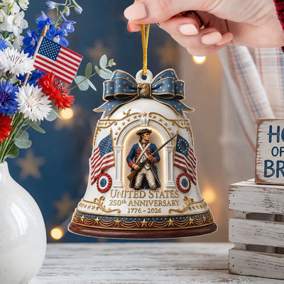 250th Anniversary of America Bell Ornament, 250 Years of Freedom United States Ornament, Patriotic Independence Day Gift