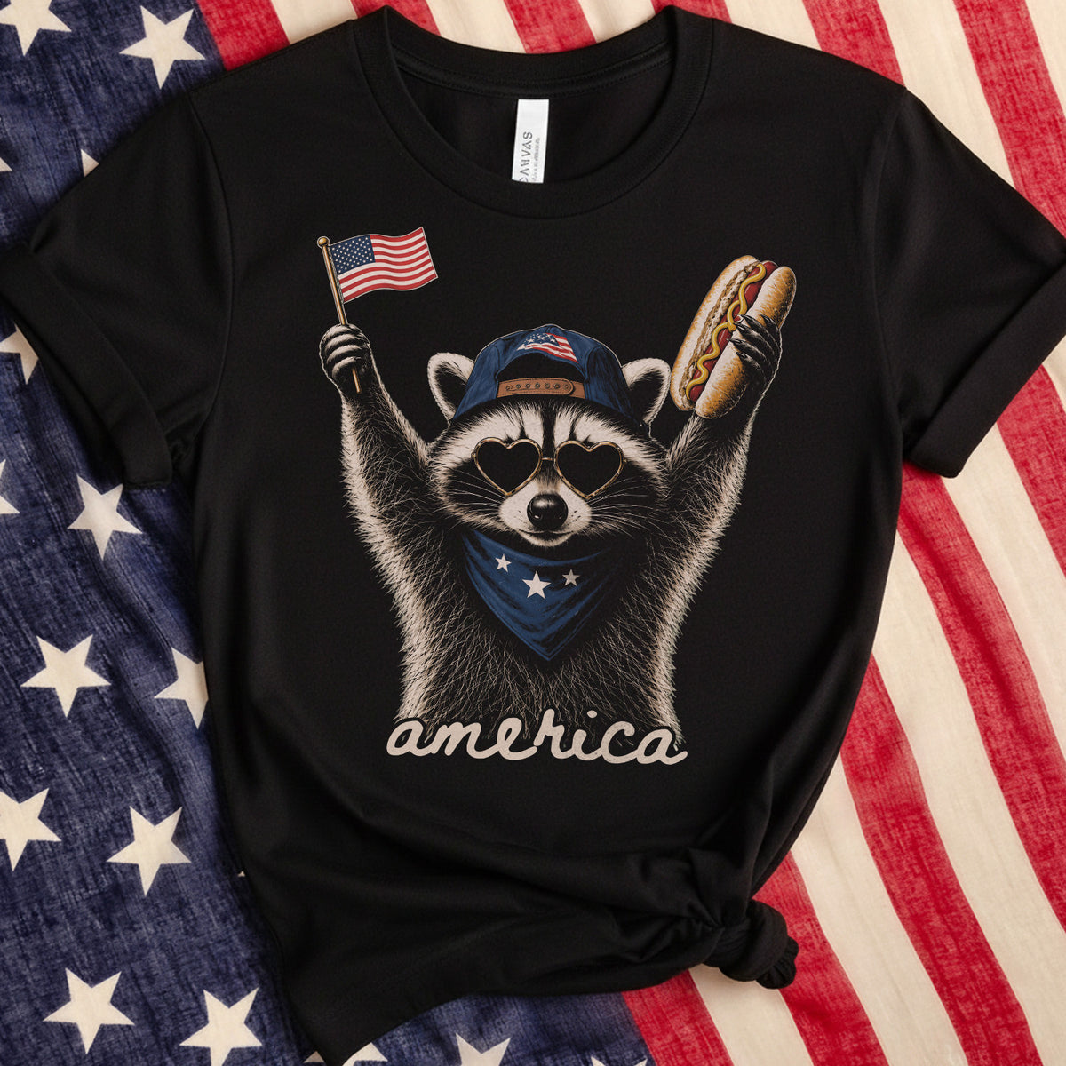 Feral &amp; Free Raccoon Shirt, 4th of July Shirt, USA Independence Day Shirt, Funny Raccoon Tee, Patriotic Shirt, July 4th Gift