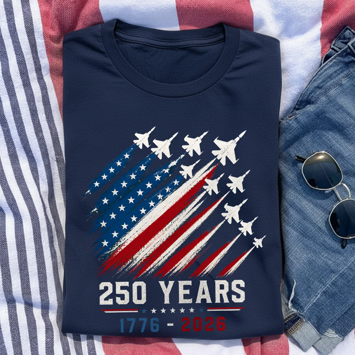 USA 250th Anniversary Shirt 1776-2026, 250 Years Shirt, Patriotic Jet Fighter Shirt, 4th of July Gift Shirt, American Flag Freedom T- Shirt