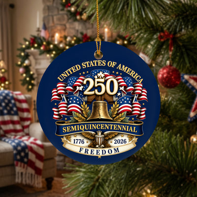 USA 250th Anniversary Ceramic Ornament, 1776-2026 Patriotic Christmas Ceramic Ornament, United States 250 Years Anniversary