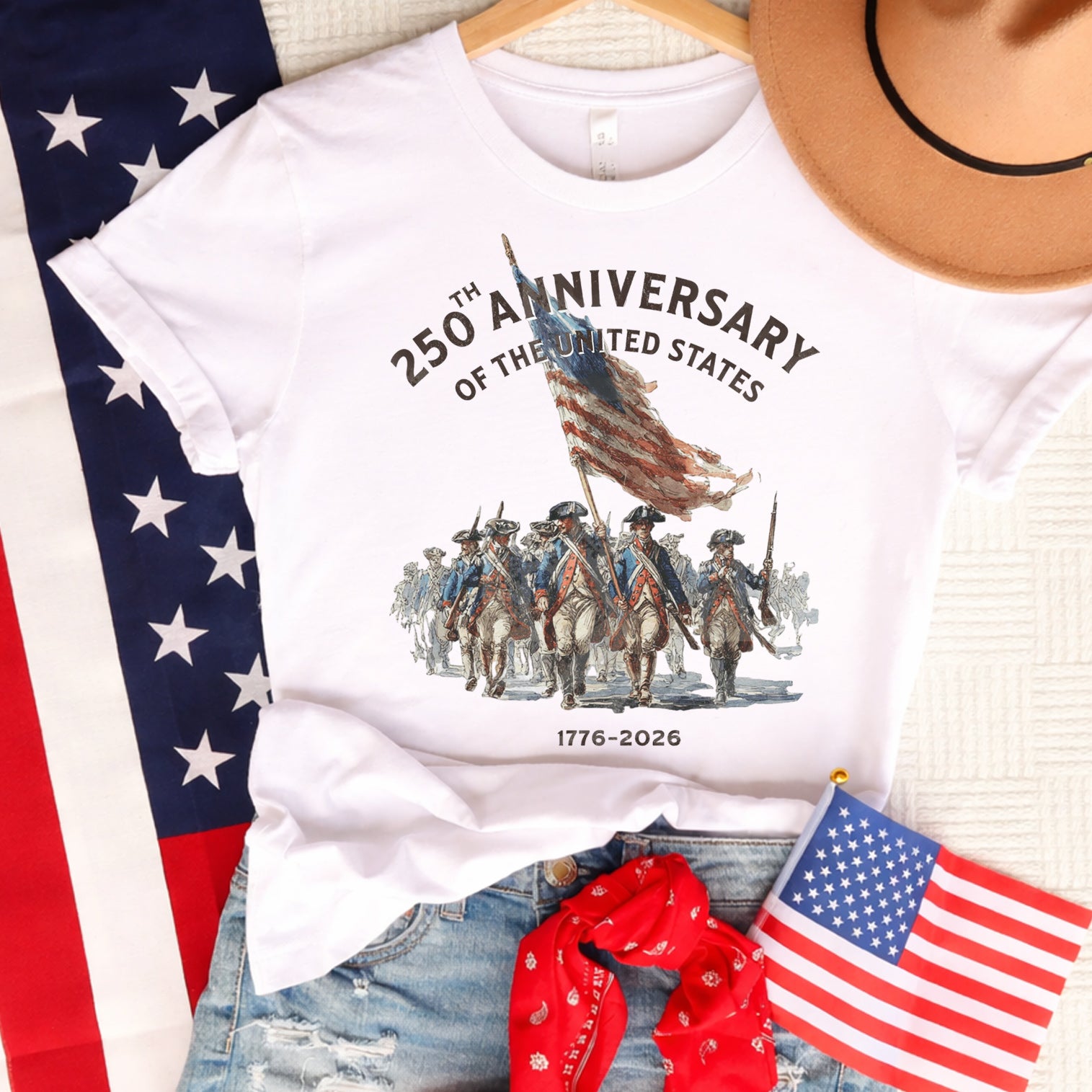 Born In Revolution, United In Freedom - Personalized T-shirt, USA 250th Anniversary Gift, Revolutionary War Soldiers Shirt