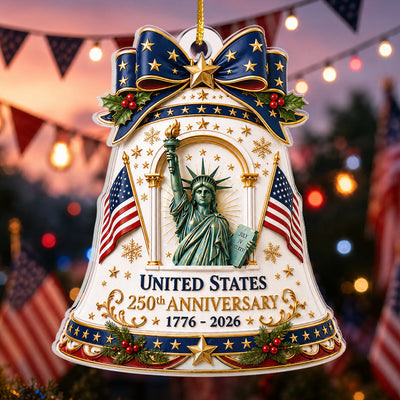Celebrating 250 Years Of Freedom Ornament, USA 250th Anniversary Christmas Ornament, Statue Of Liberty Patriotic Keepsake